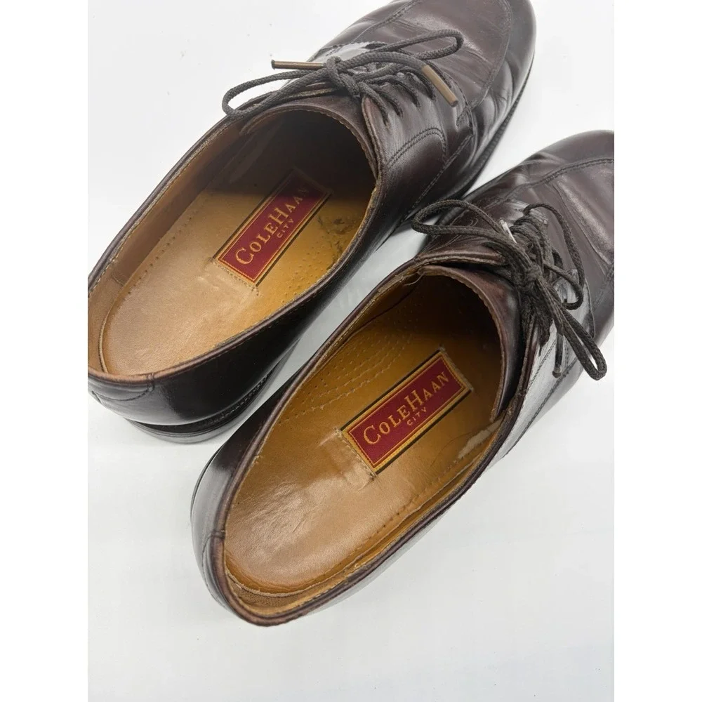 Cole Haan City Mens 9.5 D Brown Leather Split Toe Derby Dress‎ Shoes Made Italy